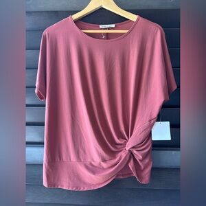 Perseption Concept M Short Sleeve Burnt Orange Blouse Twist Detail NWT